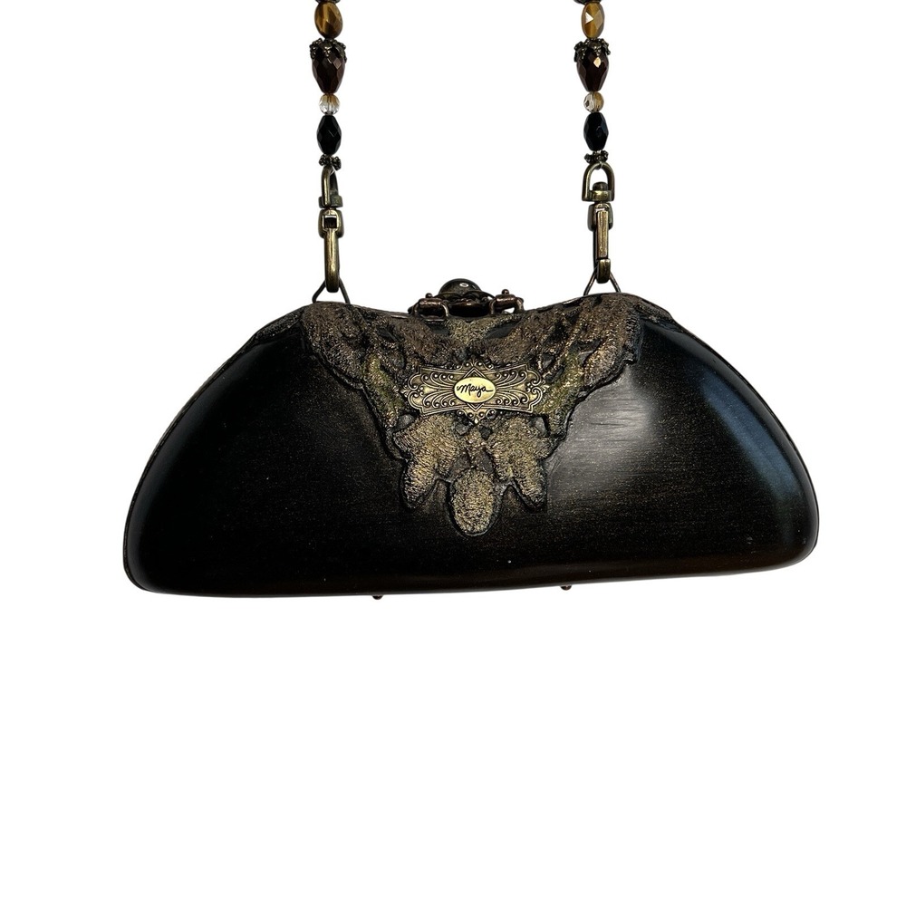 Maya Evangelista Resin Vintage Rhinestone Bead Clutch Handbag purse crossbody